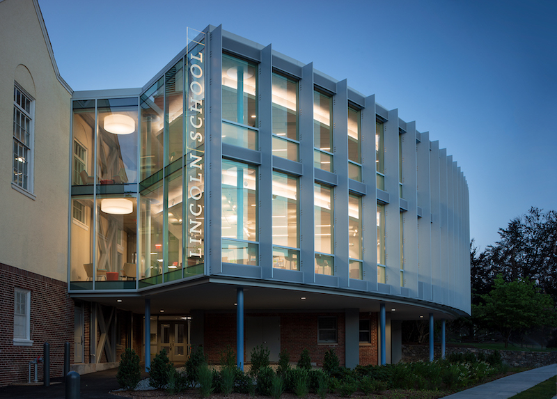 Lincoln School Exterior night