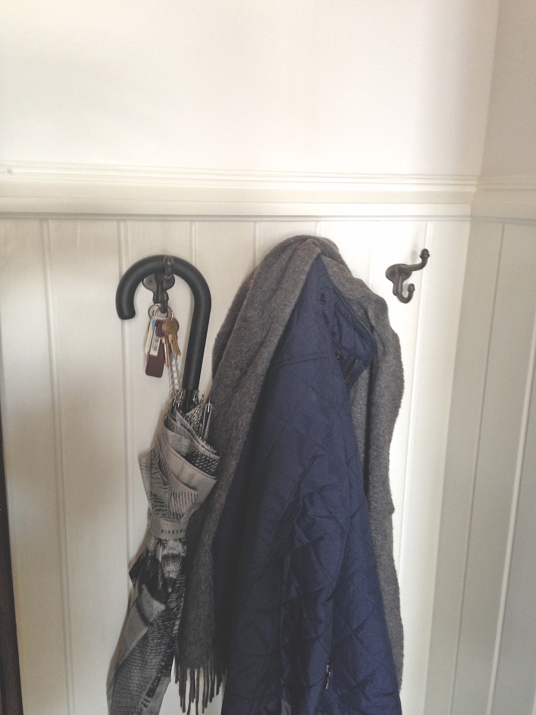 Coat hooks reclaimed from children’s cloakrooms